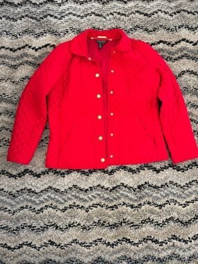 Ralph Lauren Quilted Red Jacket with Gold Accents